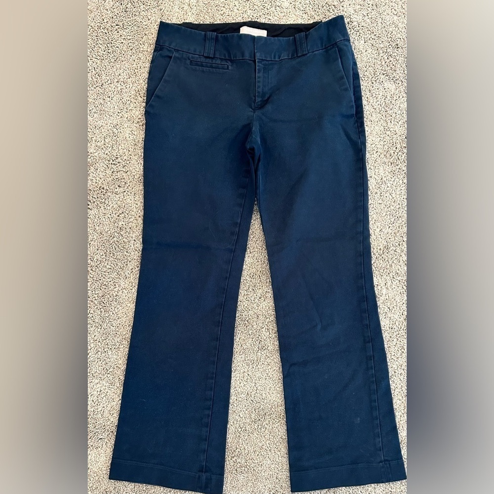 Banana Republic Petite Size 00P Sloan Fit Straight Leg Pants Navy Button Zip